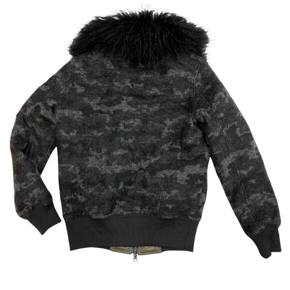 JOCELYN sz XS Coat Jacket Wool Bomber Reversible Grey Green Cozy Normcore New - Picture 3 of 9